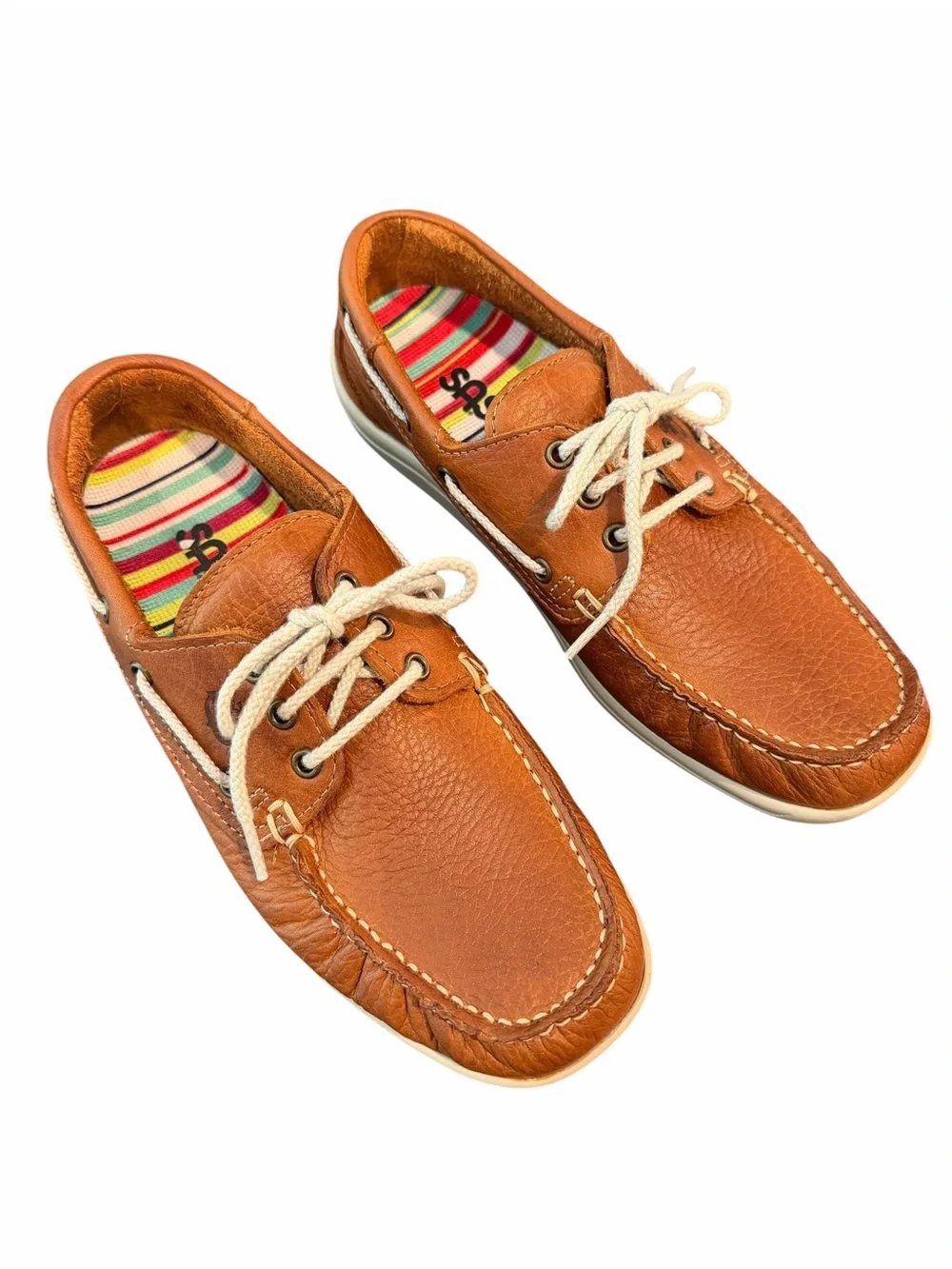 SAS Tripad Comfort Brown Leather Boat Shoes Lace Up Moc Toe Size 8M